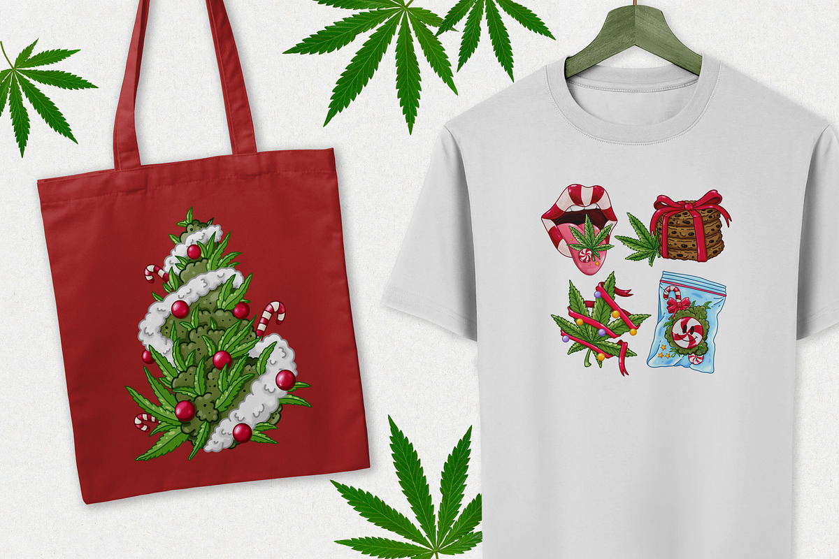 Christmas Cannabis collection, a Seasonal Illustration by SecondOfJuly (Photo 3 of 5)