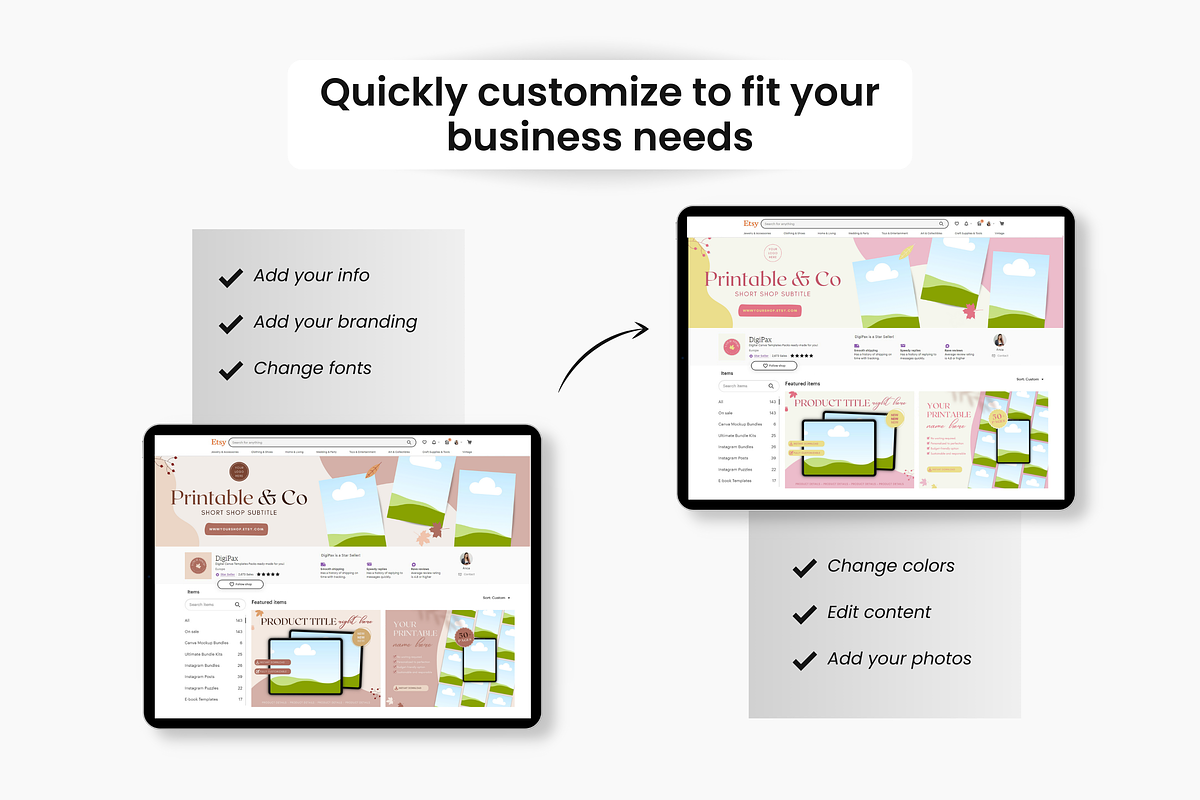 Etsy Digital Shop Templates Bundle, a Design Template by DigiPax (Photo 8 of 10)