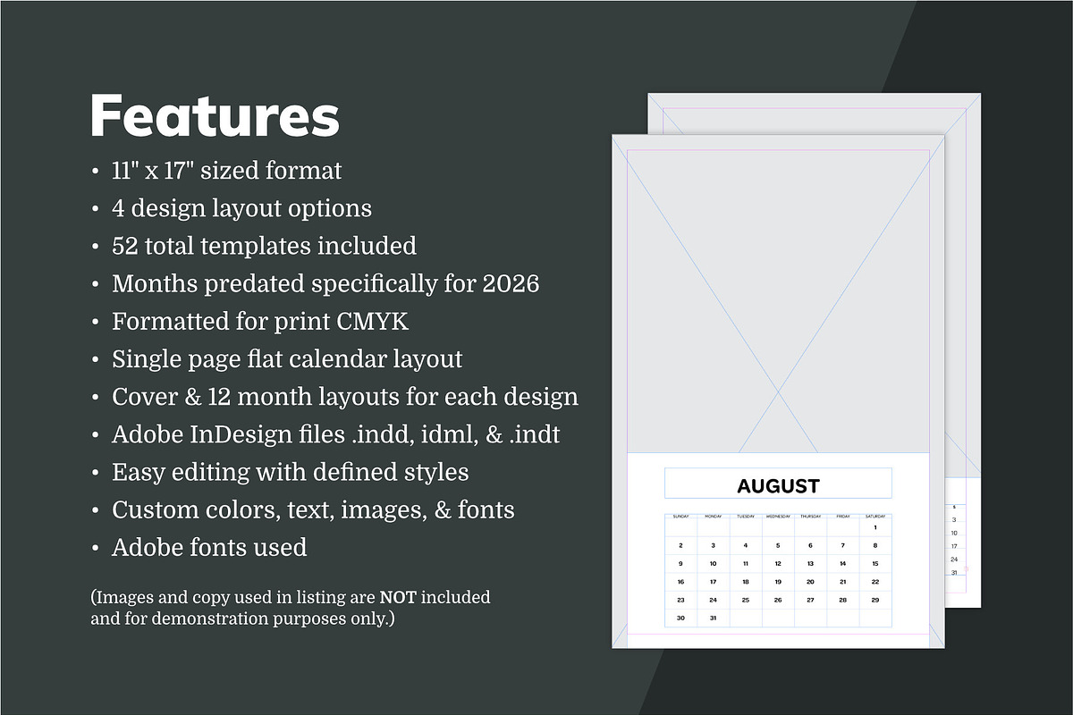 2026 InDesign Calendar Tablet Size preview 2