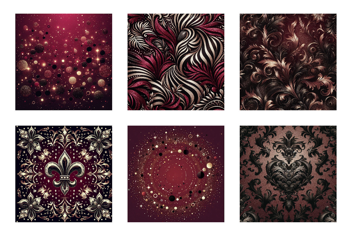 Burgundy and Black Glitter Digital, an Illustration by CreationArt (Photo 5 of 5)