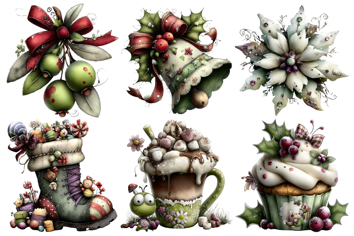 Whimsical Christmas Clipart, an Illustration by Pixels.Craft (Photo 6 of 6)