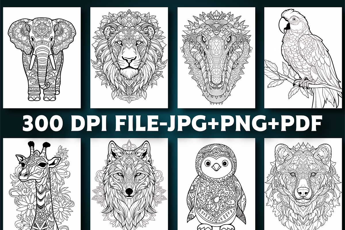 100 Animal Mandala Coloring Pages, an Animal Illustration by Design Station (Photo 2 of 4)