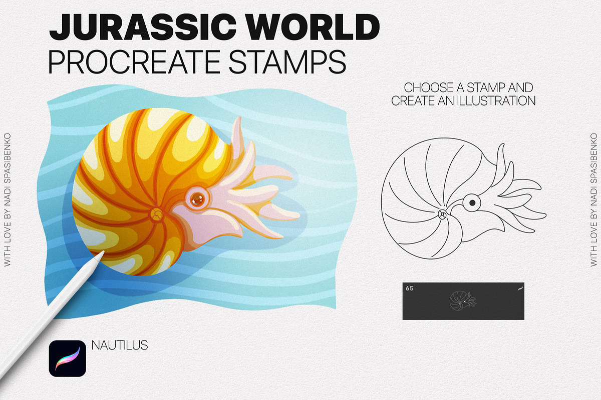 Jurassic World Procreate Stamp, a Brush Add-On by Spasibenko Art
