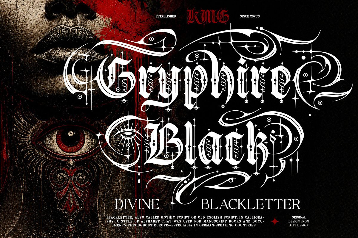 Gryphire Black Typeface, a Blackletter Font by alit design (Photo 1 of 20)