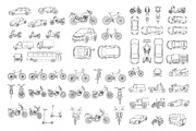 Vehicles and Transportation Line Art, a Transportation Illustration by MkStudio (Thumbnail 2 of 3)