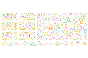 Colorful hand-drawn doodles set, an Illustration by Ilia Design