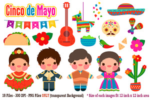 Cinco De Mayo Digital Clip Art, an Object Illustration by Cozy Cat Design