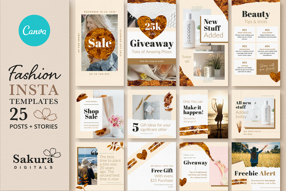 Fashion Instagram Templates Canva, a Social Media Template by Sakura ...