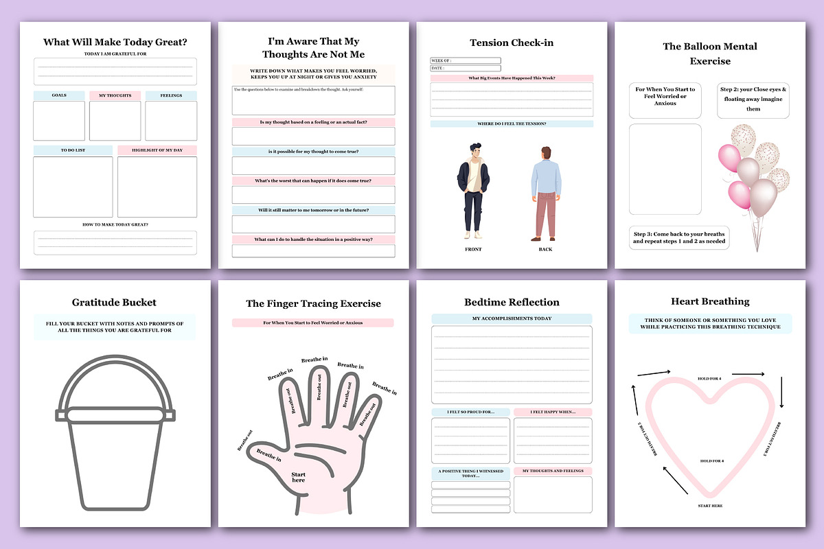 2026 CBT Anxiety Workbook & Journal, a Stationery Template by Designmela01 (Photo 3 of 6)