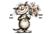 Whimsical Floral Cat Clipart, an Animal Illustration by GiraffeCreative (Thumbnail 20 of 20)