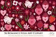 56 Romantic Folk Art Cliparts, an Object Graphic by Ashley Katrina (Thumbnail 1 of 14)