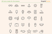 Summer and Beach Outline Icons, an Outline Icon by Sargatal (Thumbnail 4 of 4)