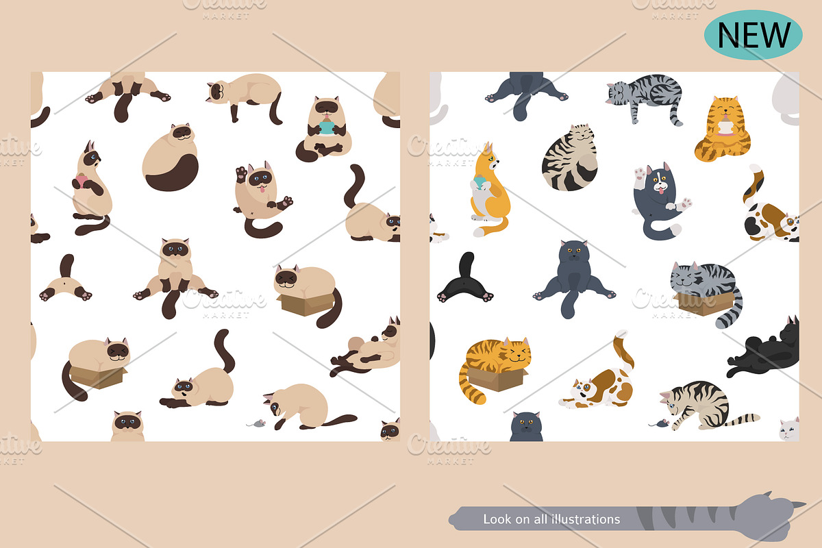 Cartoon cats clipart set, an Animal Illustration by pet design shop (Photo 8 of 12)