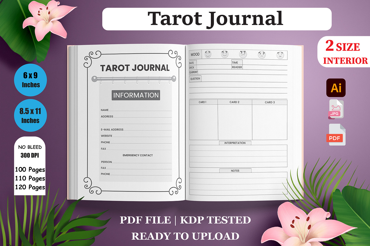 Editable Tarot journal for KDP, an Object Graphic by Designmela01 (Photo 2 of 3)