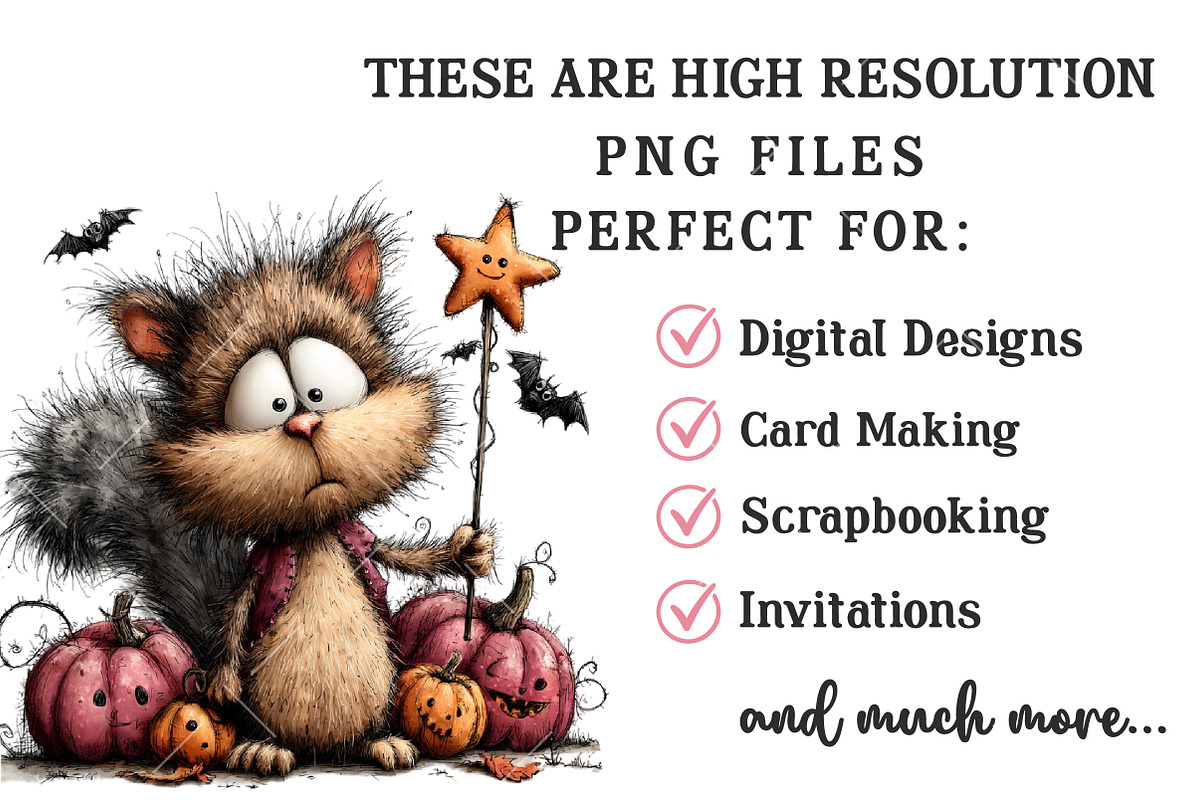 Whimsical Halloween Animals Clipart, a Seasonal Illustration by OK Design (Photo 6 of 6)