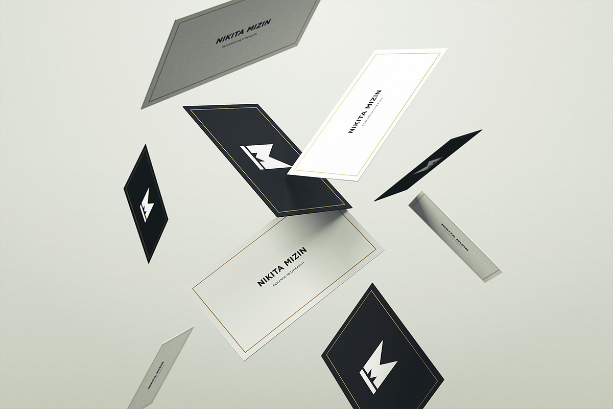 Falling Business Cards Mockup, a Print Template by measyn (Photo 2 of 4)
