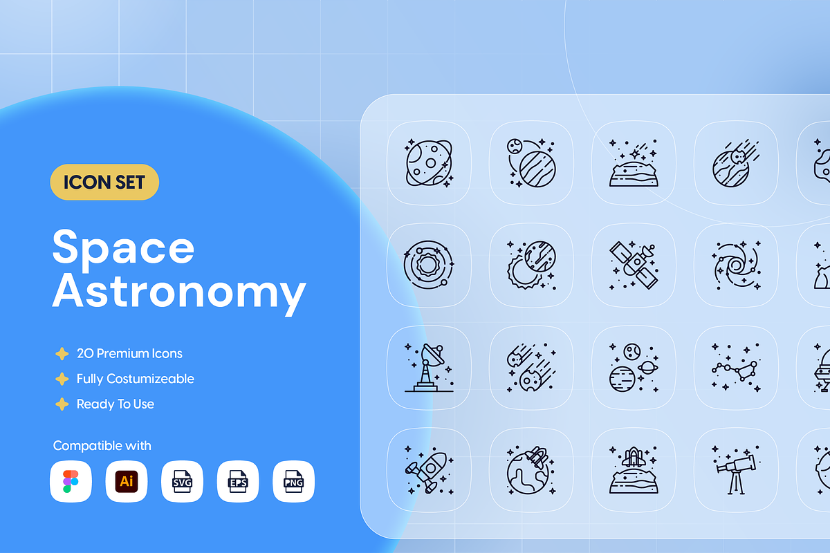 Space Astronomy Icon Set, an Outline Icon by Nathaya Studio (Photo 1 of 2)
