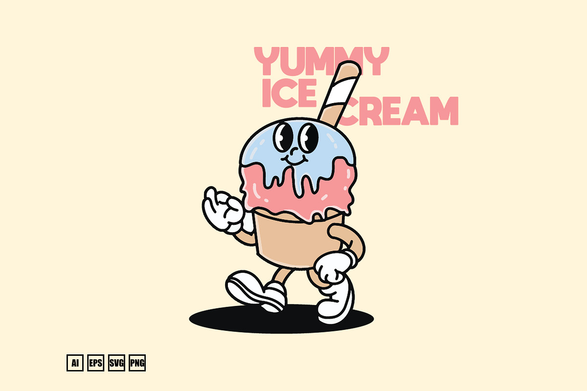 Happy Ice Cream Mascot, an Illustration by kalehstudio (Photo 4 of 5)