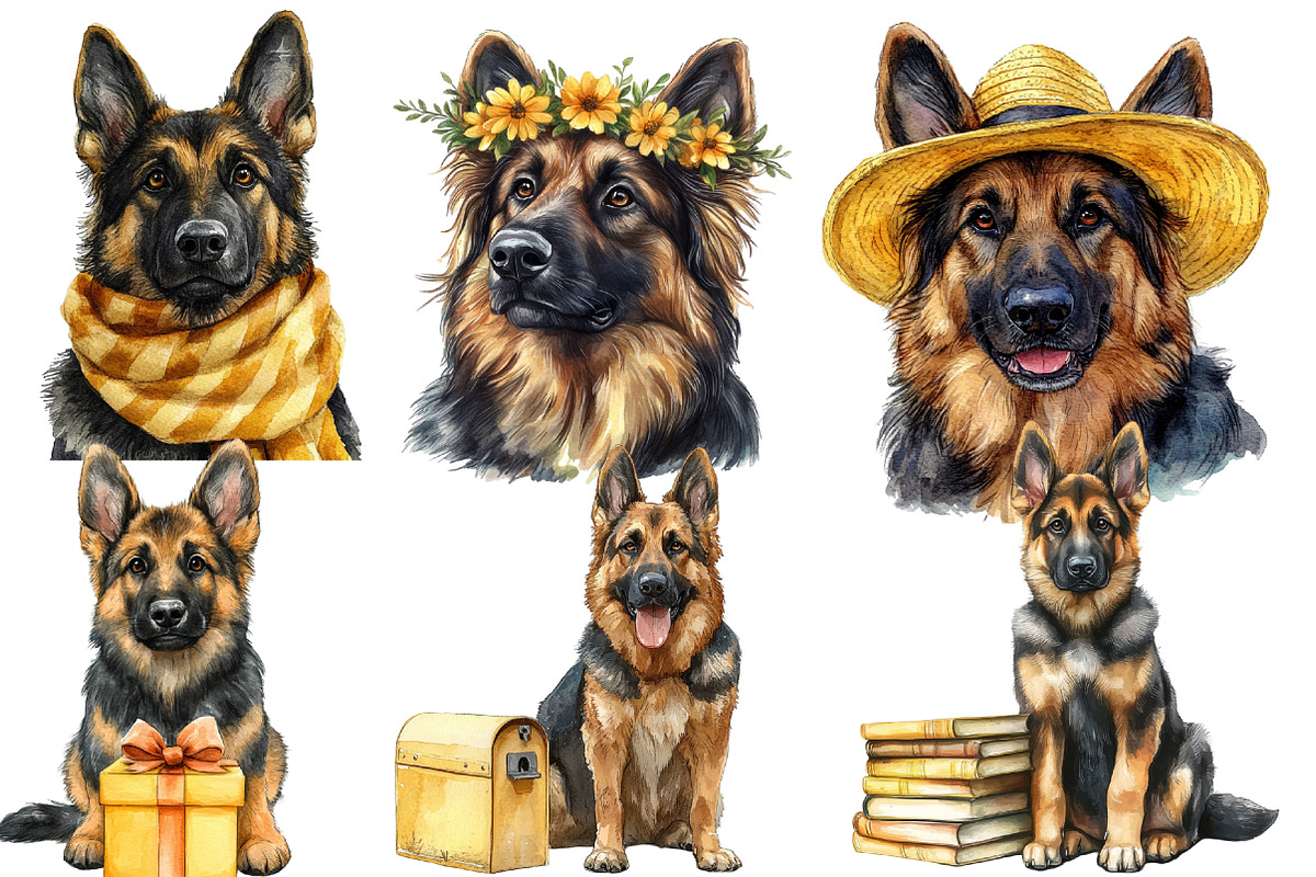Cute German Shepherds Dog Clipart, an Illustration by Designworld (Photo 4 of 5)