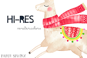 Christmas Llamas Clipart, an Illustration by PaperSphinx (Thumbnail 3 of 3)