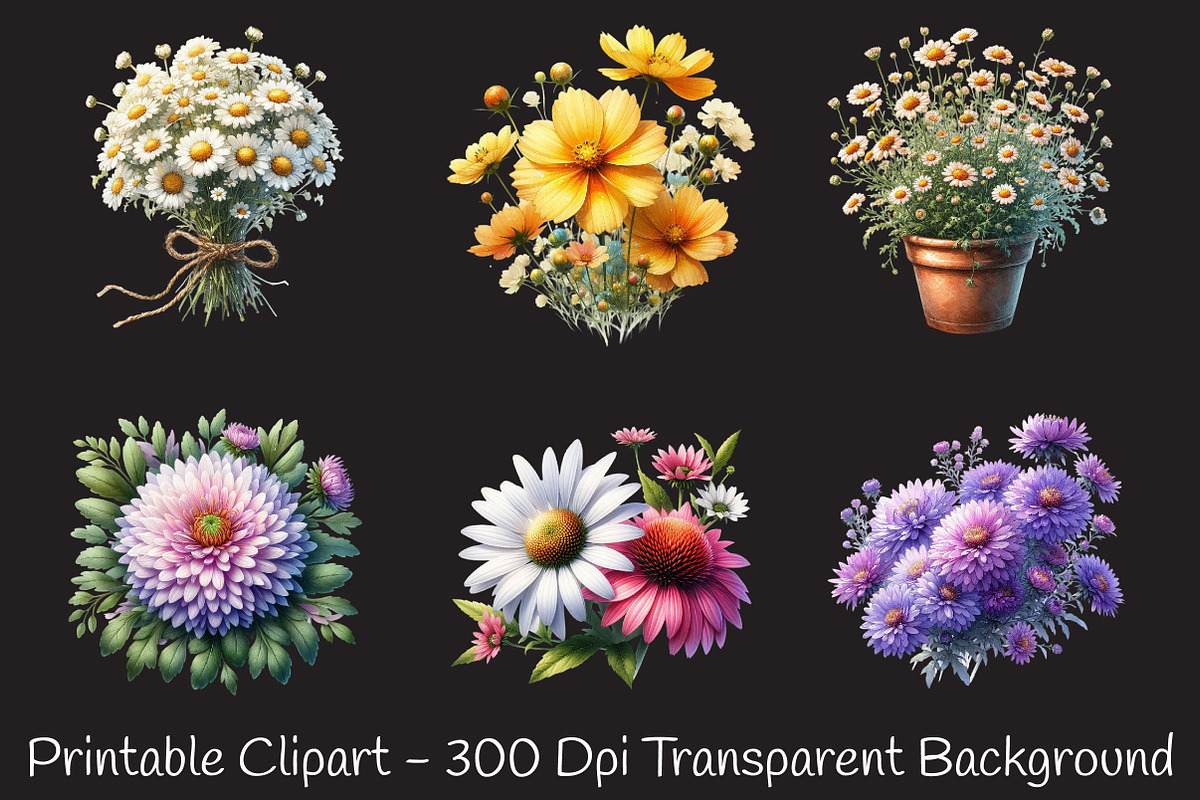 Daisy Flower Watercolor Cliparts, an Illustration by RobertsArt (Photo 2 of 7)