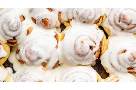 Homemade cinnamon buns in glaze, a Food & Drink Photo by yanadjana