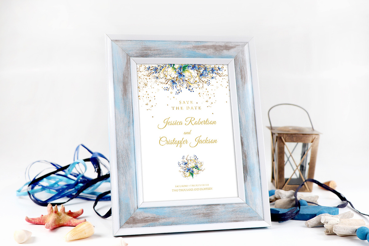 Navy Wedding Invitation Template, an Invitation Template by DreamsClipArt (Photo 3 of 6)