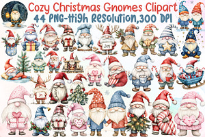 Cozy Christmas Gnomes Clipart, an Illustration by Sublimation Artist