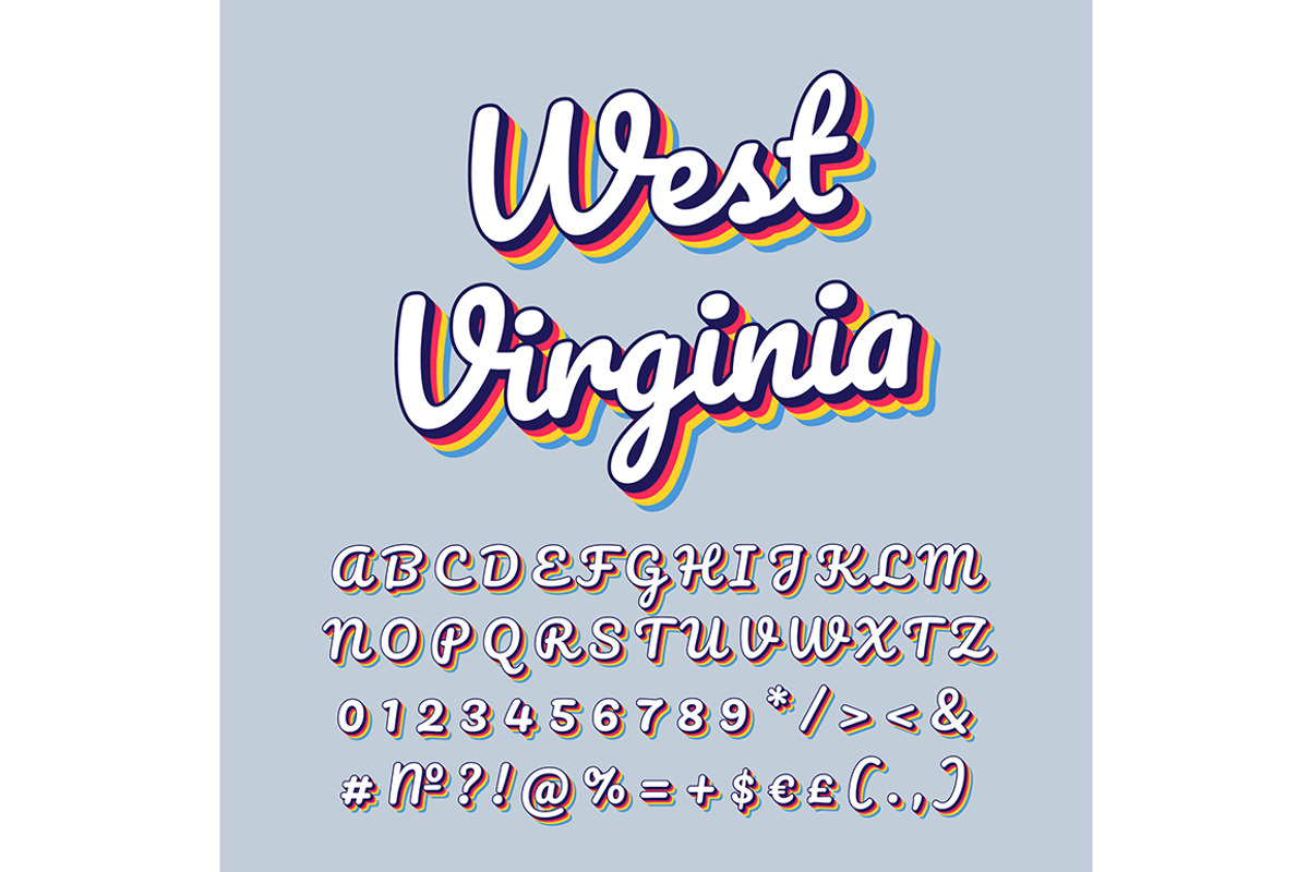 West Virginia vintage 3d lettering, a Templates & Theme by IMG Visuals