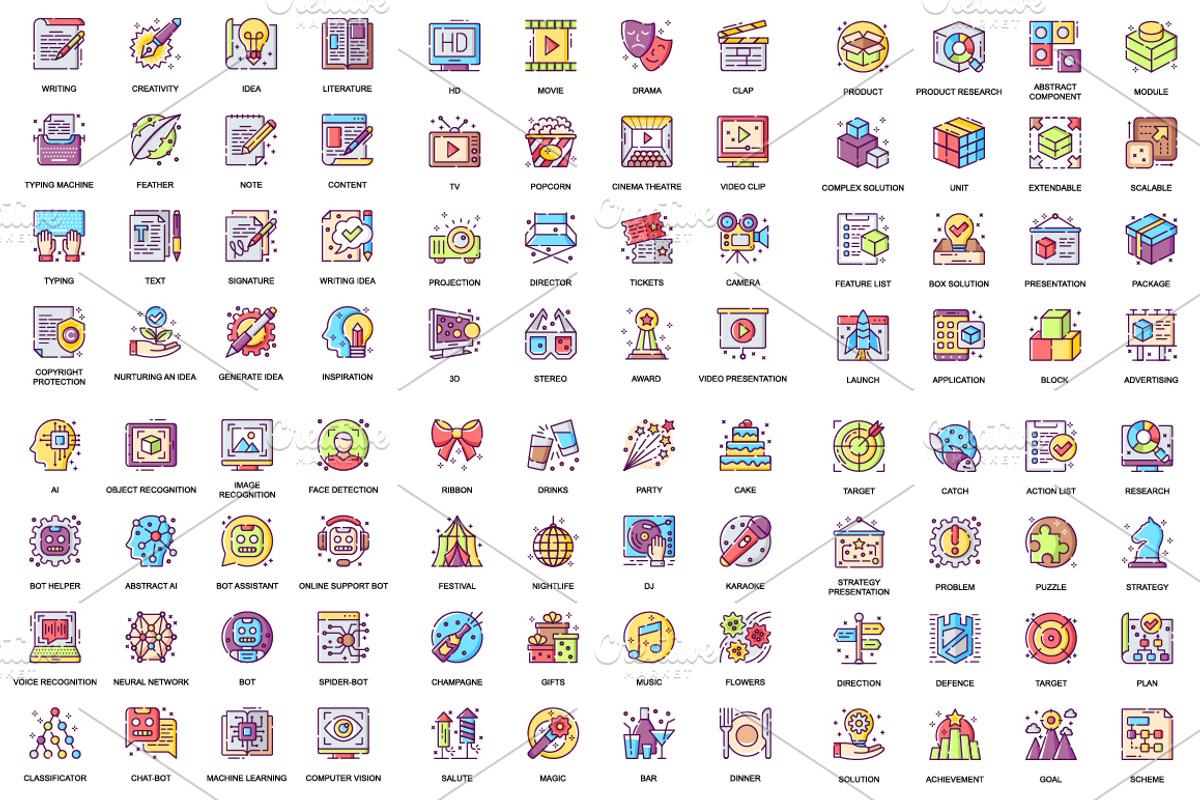 Flat Line Icons Pack, an Outline Icon by alexdndz