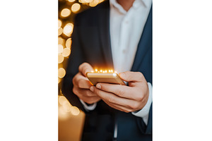 Businessman Using Smartphone with, a Technology Photo by Lermont51