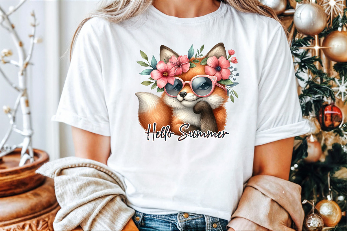 Hello Summer Fox Sublimation PNG, an Illustration by Sublimation Artist (Photo 2 of 9)