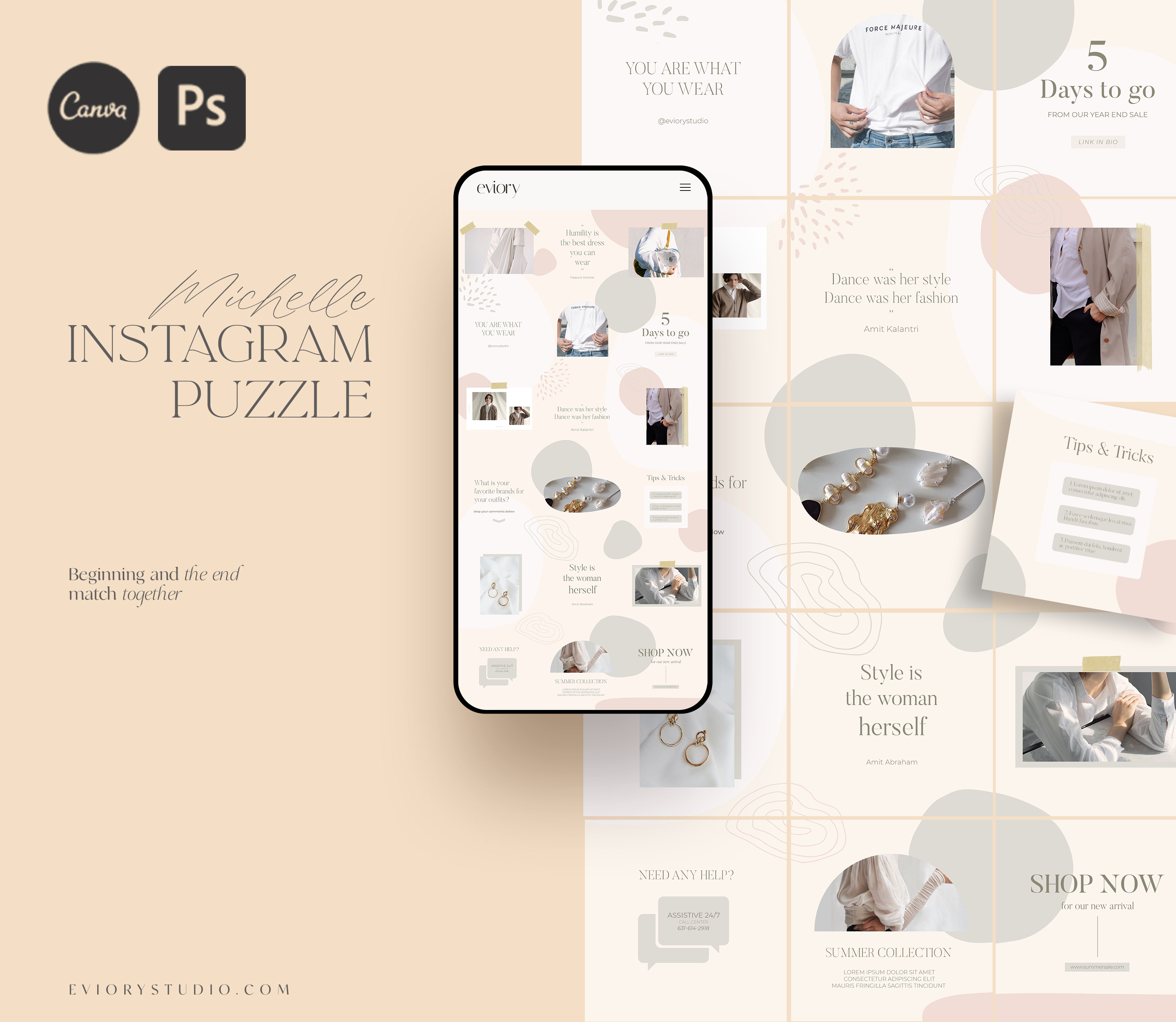 Instagram Puzzle Michelle | PS CANVA, a Social Media Template by Eviory