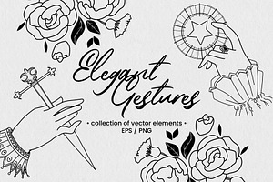 Elegant Hands Line Art Collection