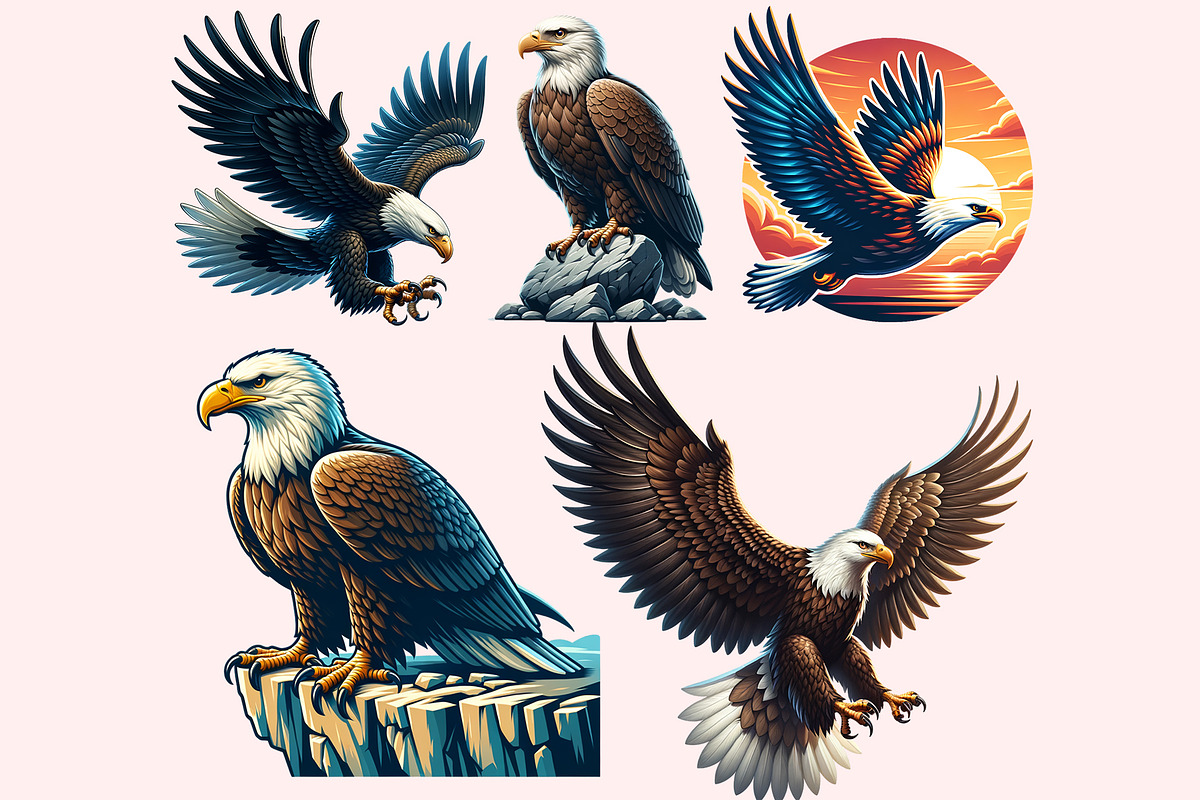 Eagle Clipart PNG Bundle, an Illustration by M9 Design (Photo 4 of 7)