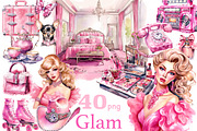 Pretty Pink Girly Clipart Set, a Person Illustration by GlamArtZhanna (Thumbnail 1 of 5)