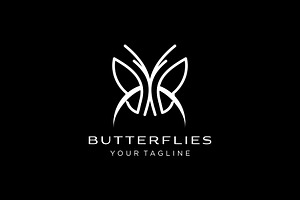 Vector Butterfly Outline Modern Logo