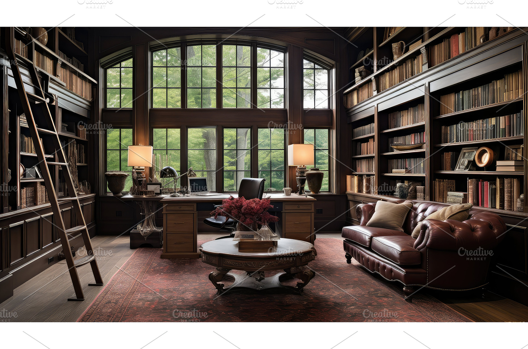 bookshelf home office library ai, a Technology Photo by pikepicture