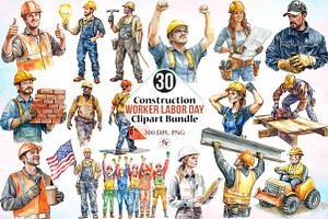 Construction Worker Labor Day Clipar, an Illustration by Canvas Craft