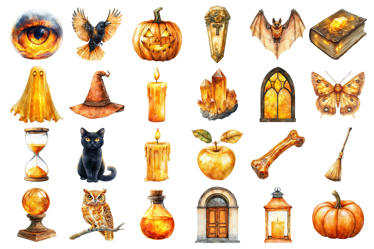 Yellow Halloween Clipart Sublimation, an Illustration by Daily.Designs (Photo 2 of 3)