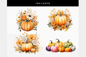 Pastel Pumpkins Flowers PNG Clipart