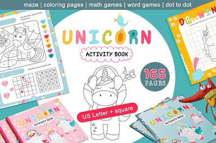 Unicorn Activity pages for kids book, an Education Illustration by Nursery Art