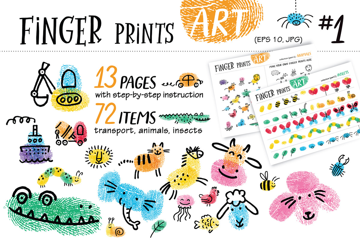 Finger Prints ART BUNDLE, an Education Illustration by Alena Razumova (Photo 2 of 6)