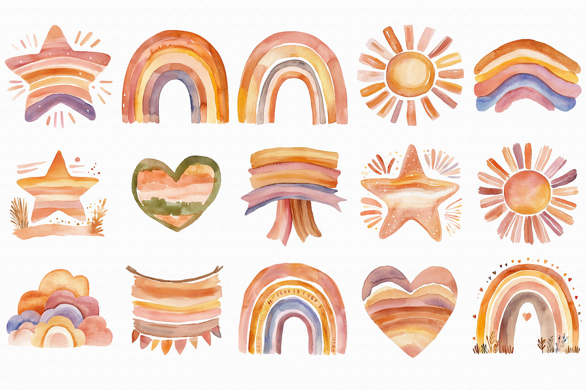 Watercolor Beige Rainbow Clipart, an Illustration by Libby Wishes (Photo 7 of 7)