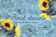 Hand drawn floral elements, a Decorative Illustration by Wander Designs (Thumbnail 1 of 8)