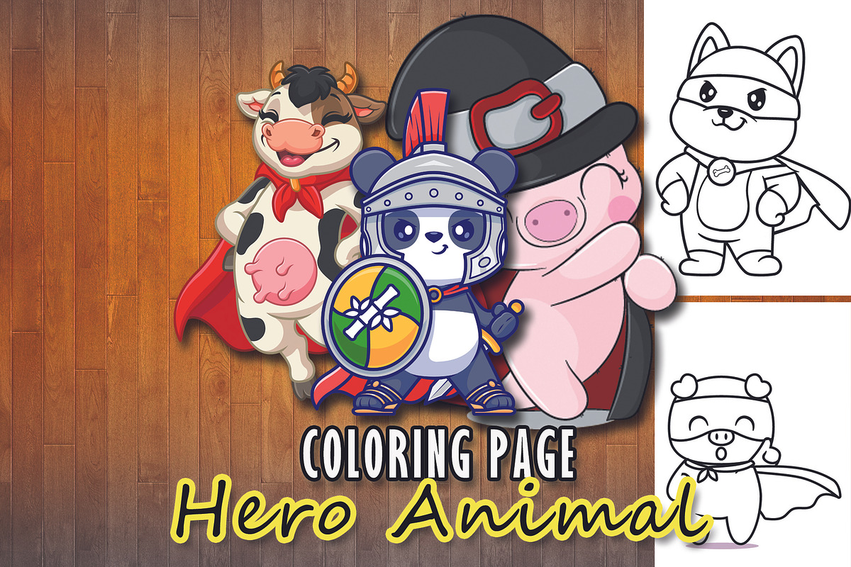 Hero Animal Coloring Page, an Illustration by Eka Design (Photo 1 of 2)