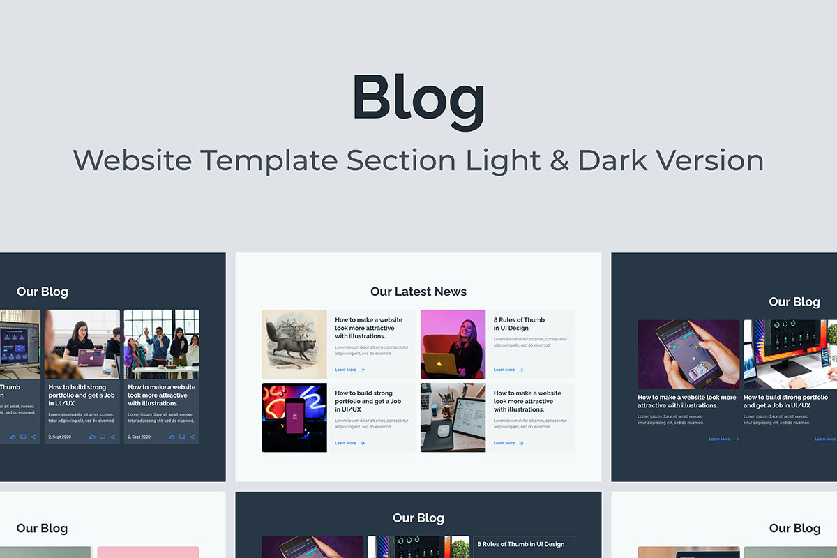 Web Blog or News Section Template, a Landing Page Template by Kreativ Space
