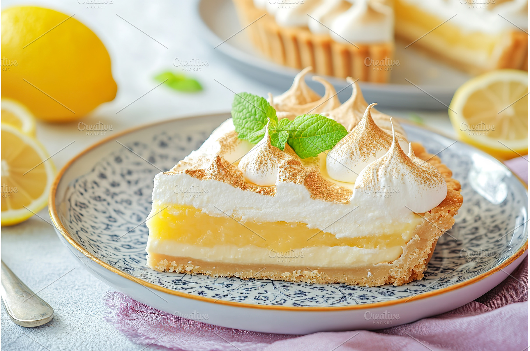 Slice of Lemon Meringue Tart on a, a Food & Drink Photo by Lermont51
