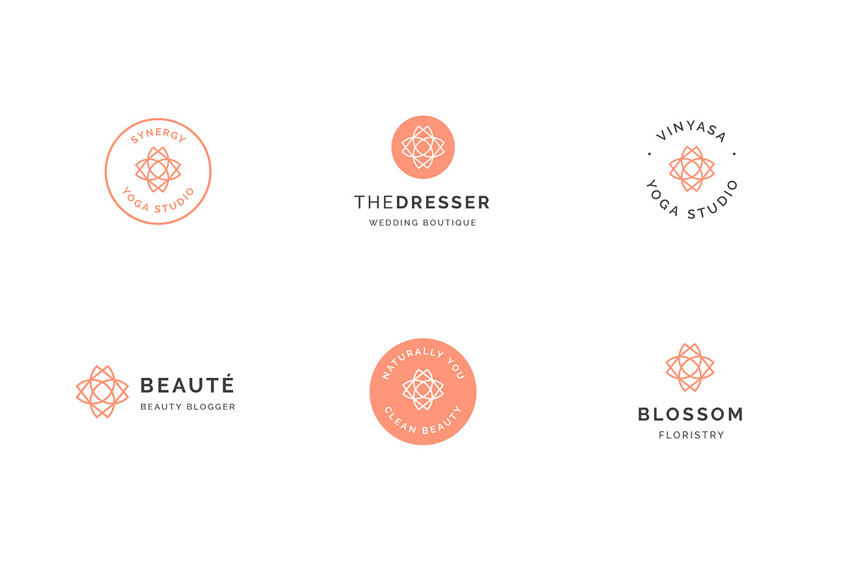 6 Minimal Geometric Floral Logos, a Branding & Logo Template by GudBrand Studio (Photo 2 of 6)