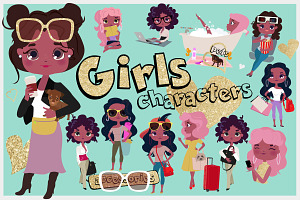 Fashionable girls characters